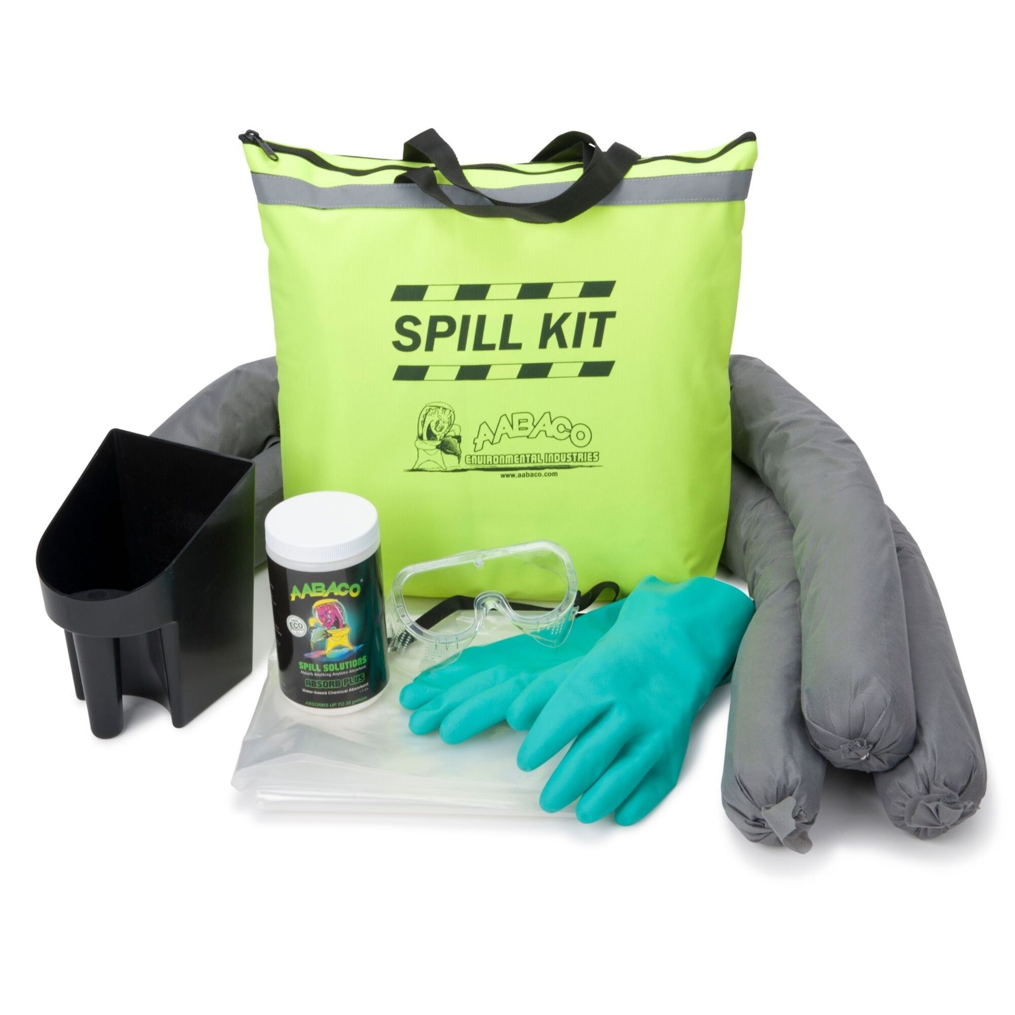 AABACO Chemical Only Spill Kit absorbs up to 40 gallons and comes in a high-visibility, easy-carry tote for fast, convenient spill response.